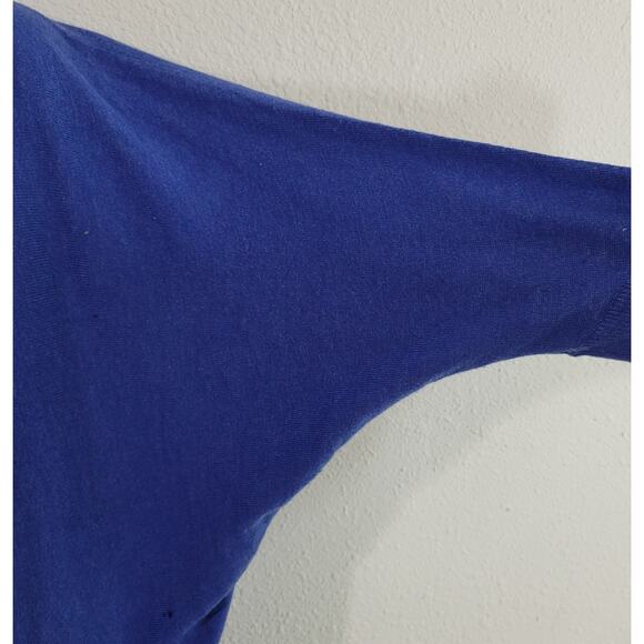 Eileen Fisher Blue Marled Draped Cowl Neck Sweater XS Lightweight Batwing Sleeve - Picture 2 of 6